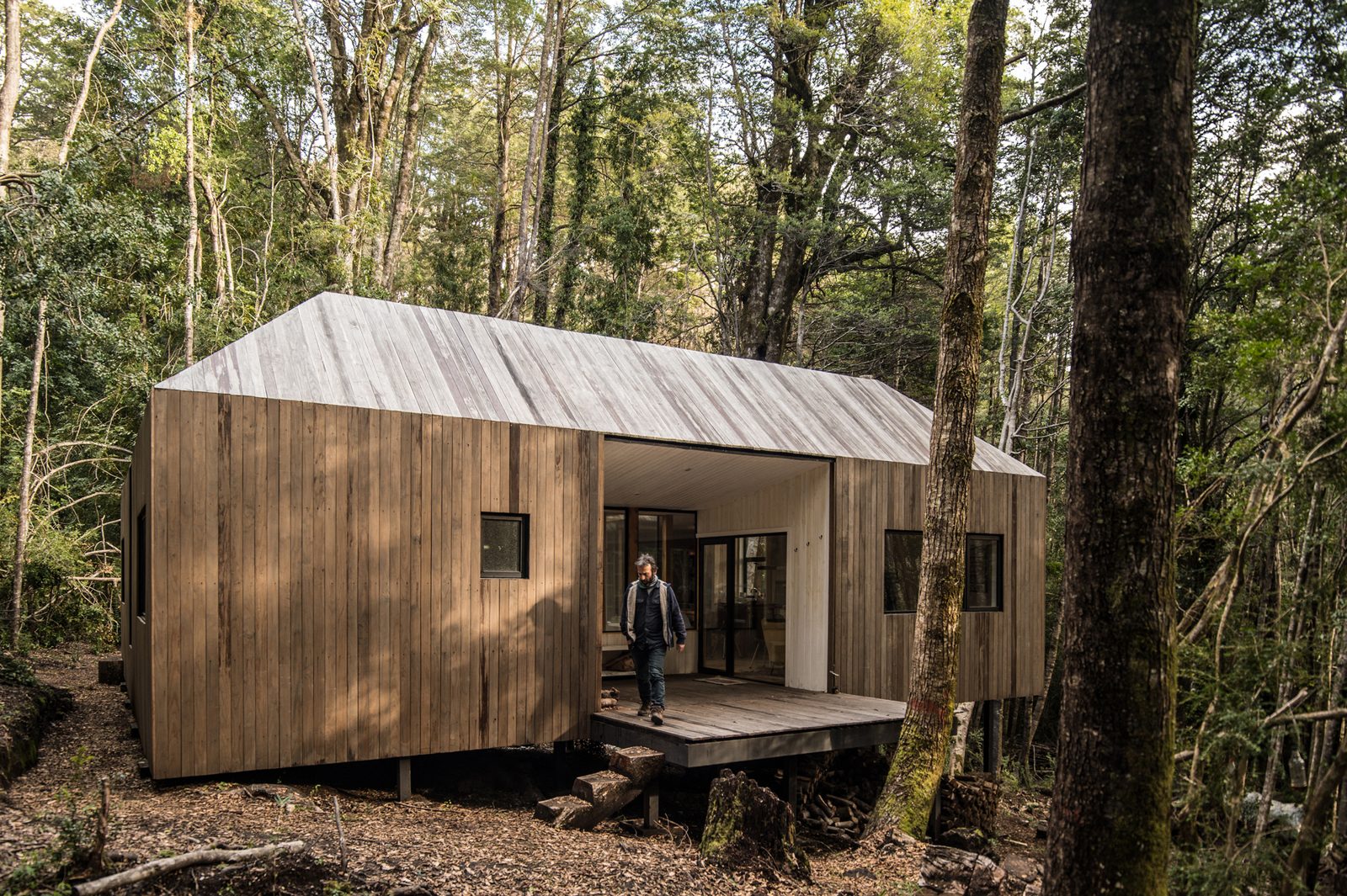 Refugio Impluvium, Huilo Huilo. Revestimiento TW-01 de pino termotratado Topwood